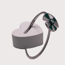 Sterling Silver Bracelet with Malachite,Mother-of-Pearl,and Cubic Zirconia