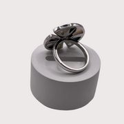 Sterling Silver Ring with Malachite,Mother-of-Pearl,and Cubic Zirconia